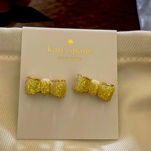 Gold Kate Spade Bow Earrings with Metallic Finish